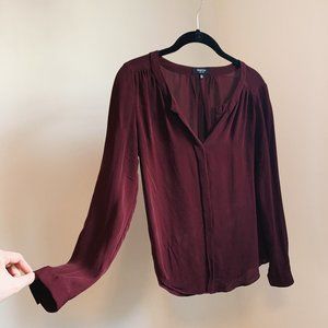 Burgundy or Blue Babaton by Aritzia silk blouse
